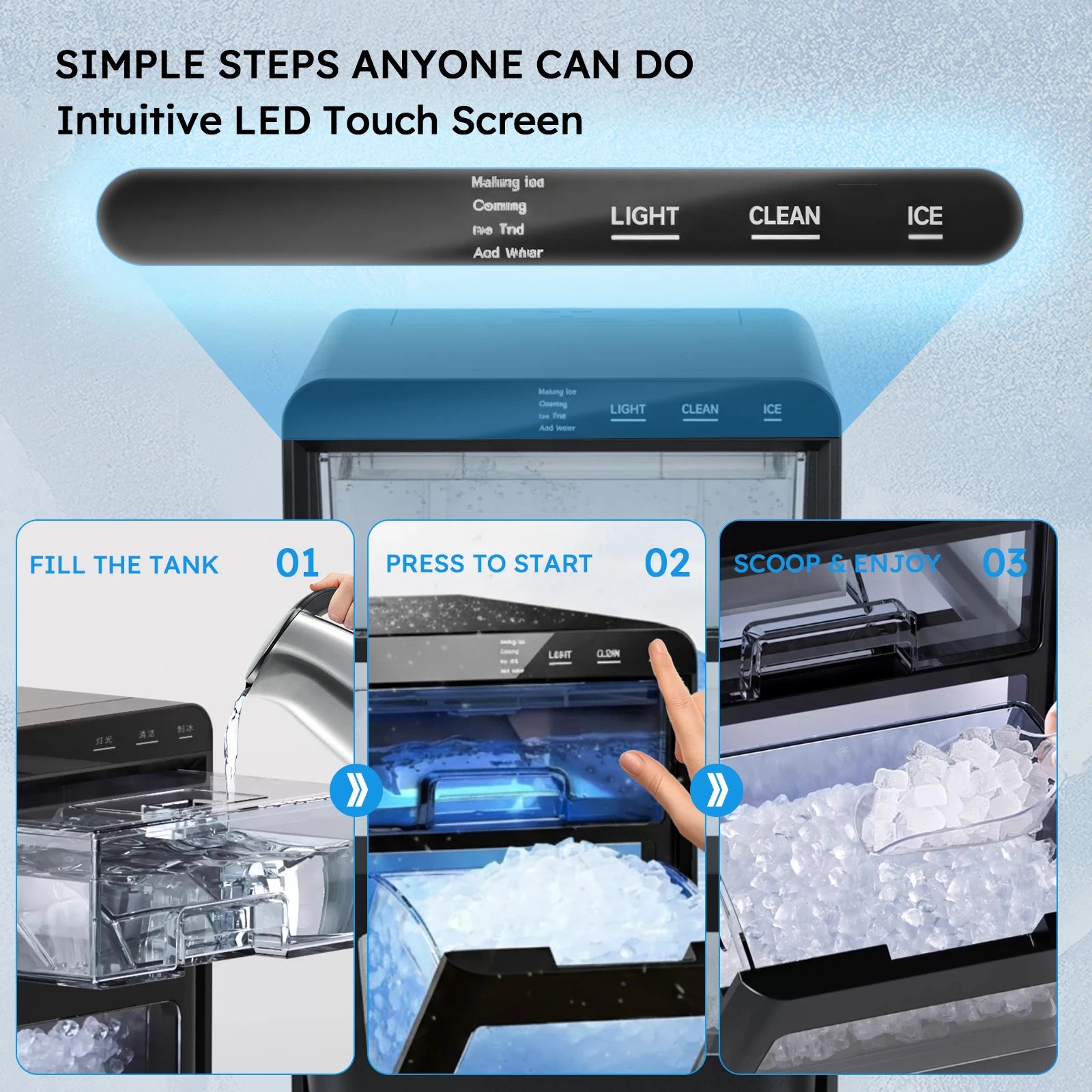 Nugget Ice Maker Countertop with Self-Cleaning