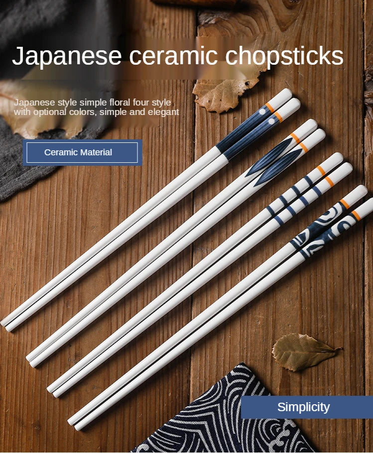5 Pair Ceramic Japanese Chopsticks Set
