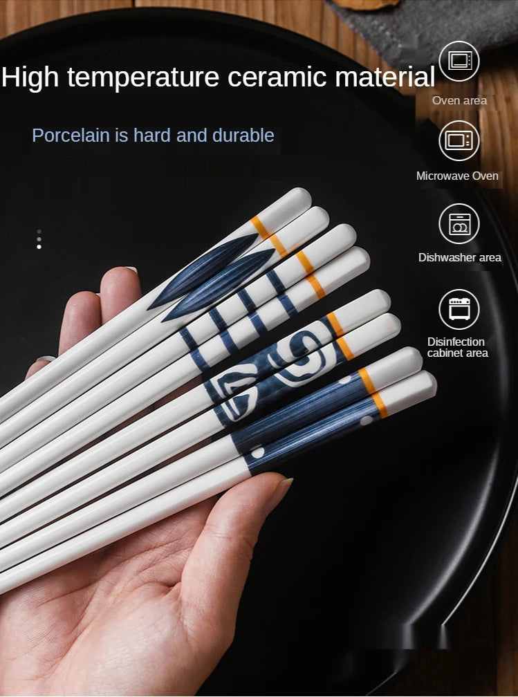 5 Pair Ceramic Japanese Chopsticks Set