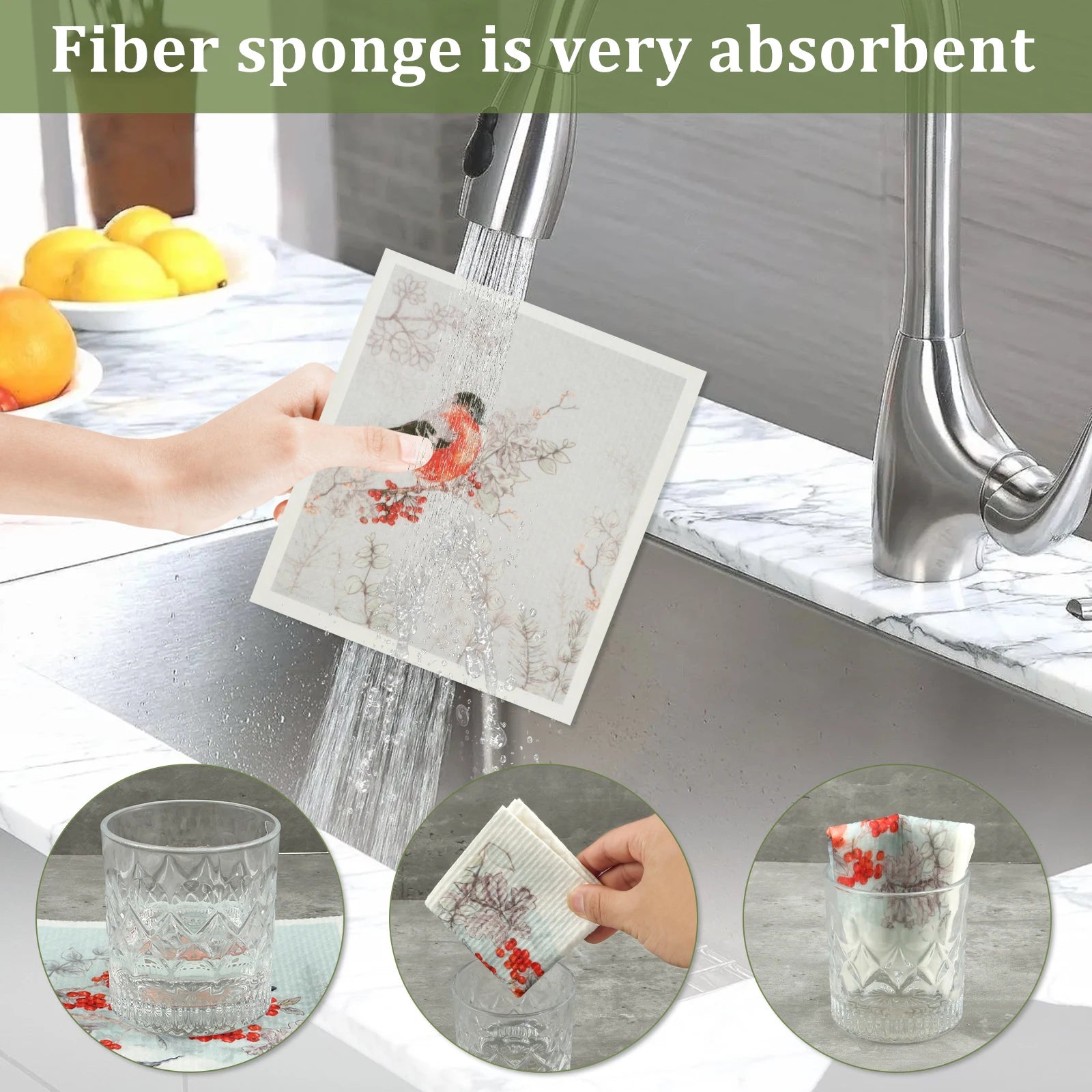 6-12Pcs Swedish Dishcloths Reusable Cellulose Cotton Cleaning Cloths