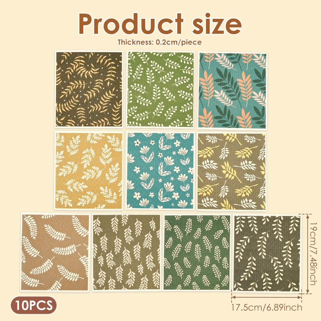 6-12Pcs Swedish Dishcloths Reusable Cellulose Cotton Cleaning Cloths
