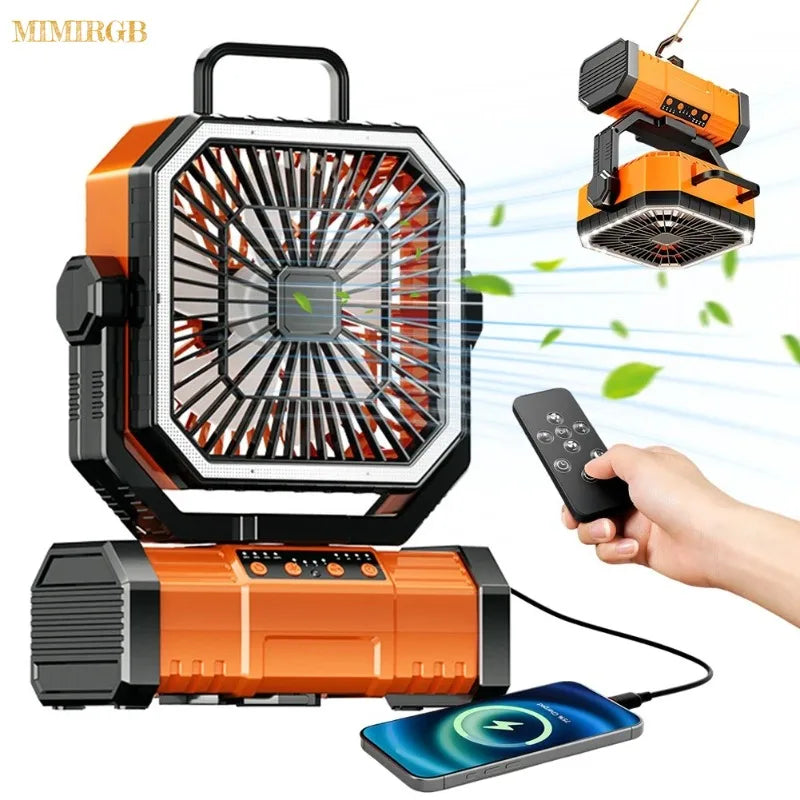 20000mAh Camping Ceiling Fan with Light