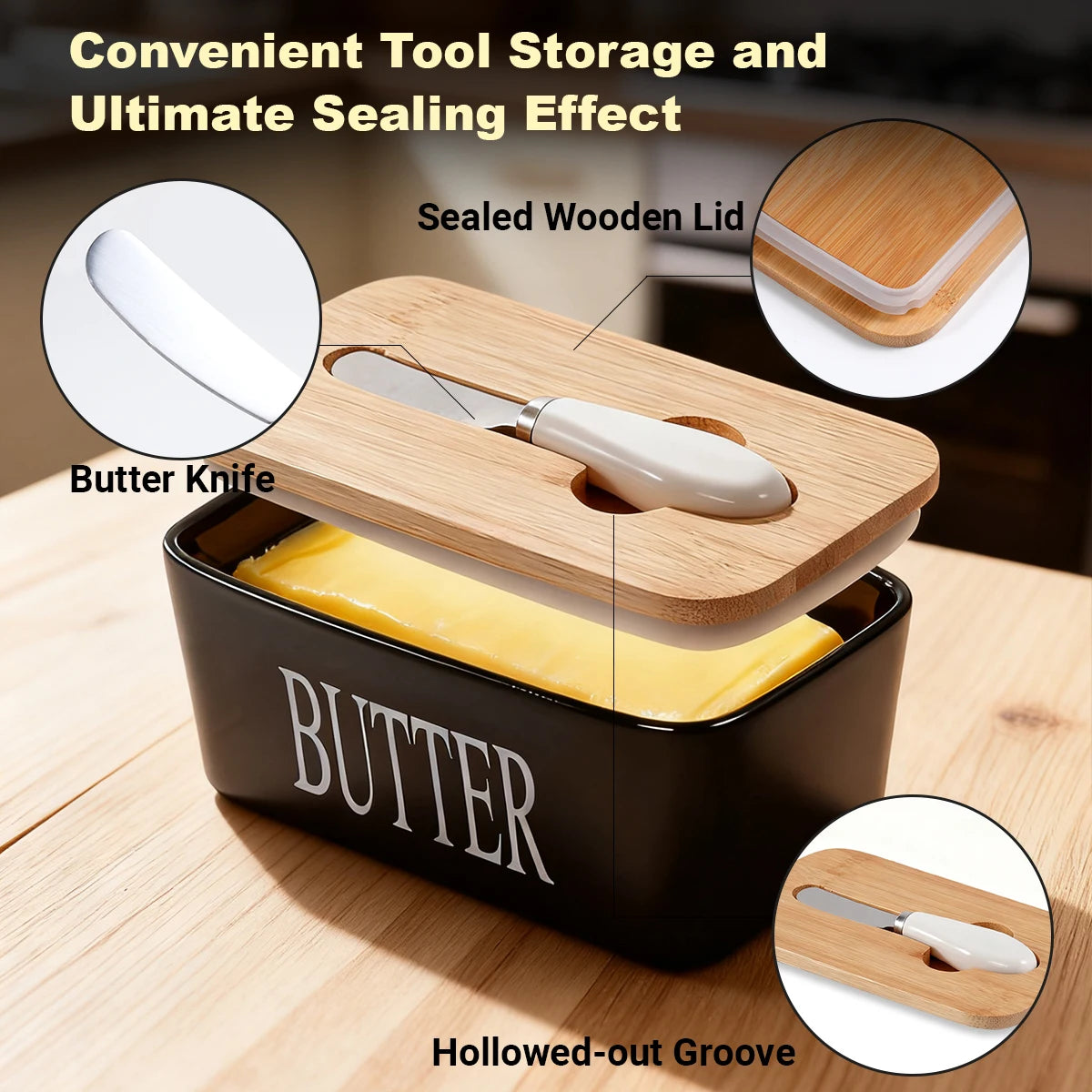 Ceramic Butter Dish with Bamboo Lid