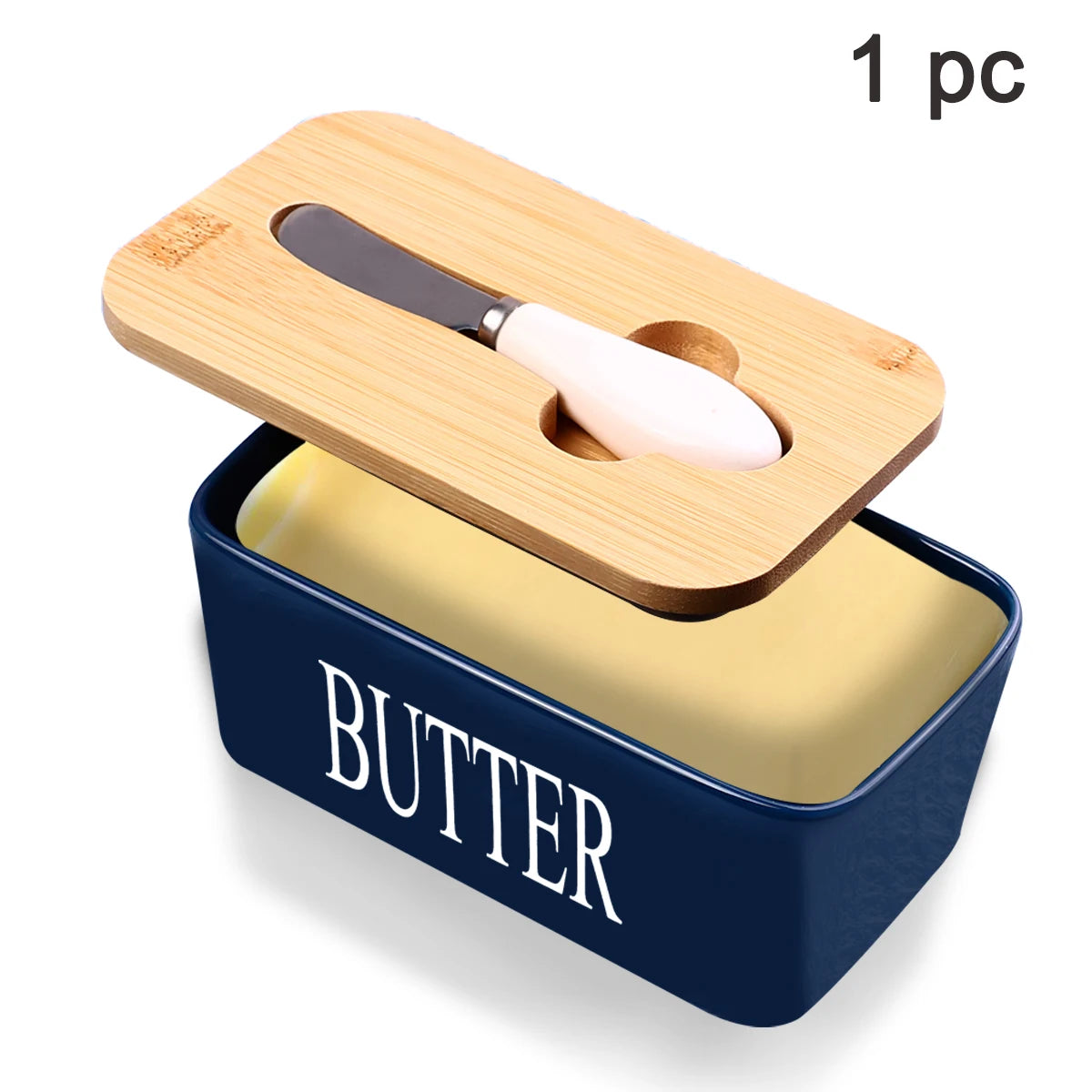 Ceramic Butter Dish with Bamboo Lid