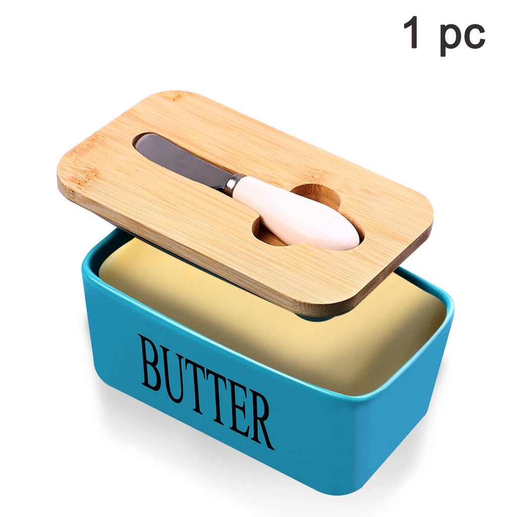 Ceramic Butter Dish with Bamboo Lid