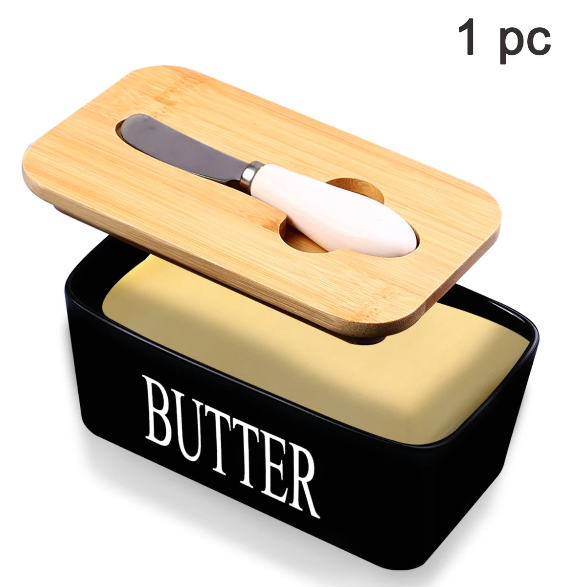 Ceramic Butter Dish with Bamboo Lid