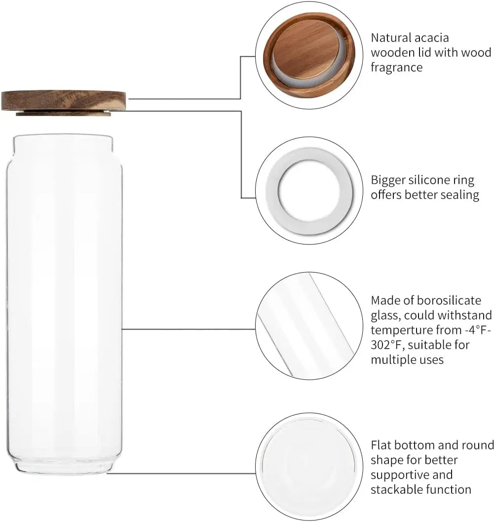 6 Piece Glass Pantry Storage Jar Set