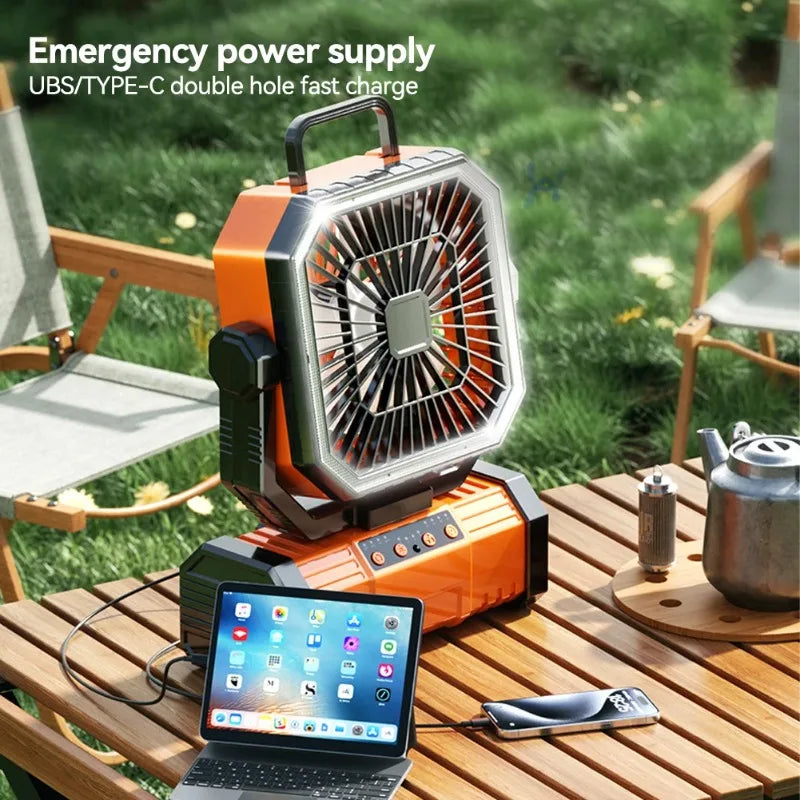 20000mAh Camping Ceiling Fan with Light
