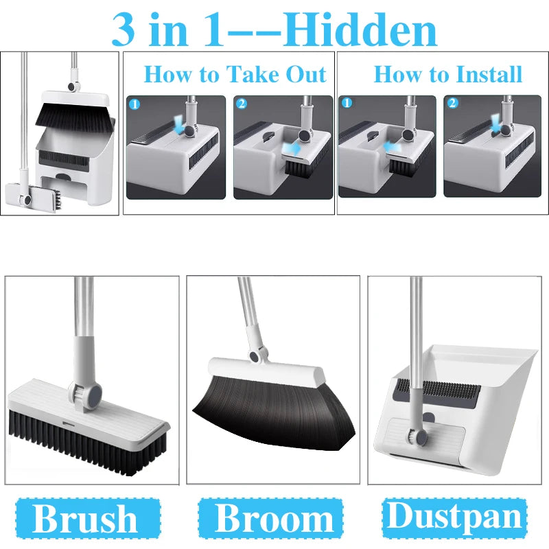 3-in-1 Broom, Dustpan and Brush Set