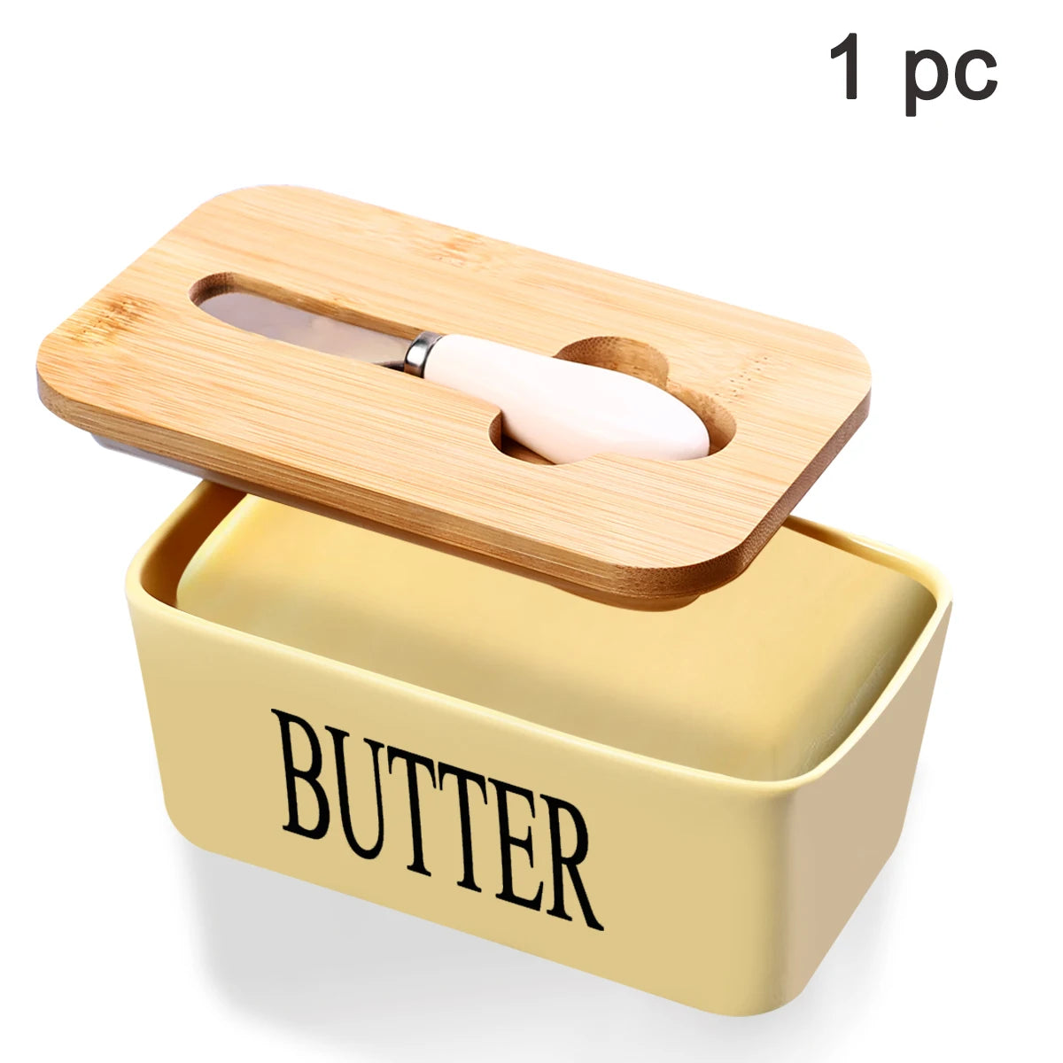 Ceramic Butter Dish with Bamboo Lid