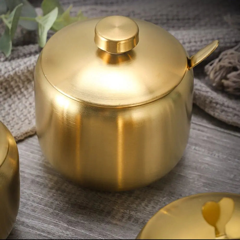 Gold Stainless Steel Sugar Bowl with Lid