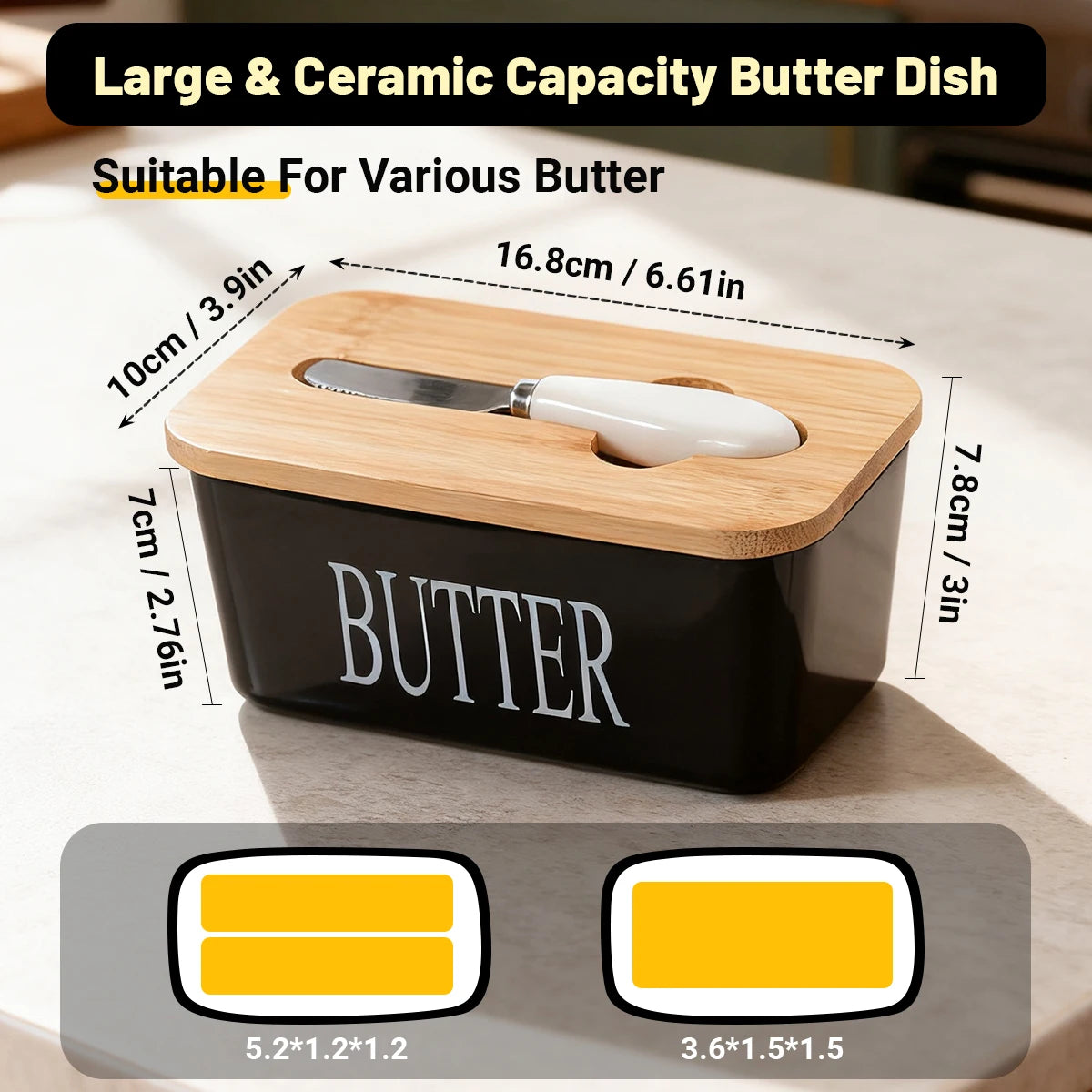 Ceramic Butter Dish with Bamboo Lid