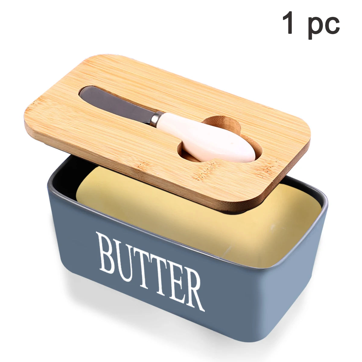 Ceramic Butter Dish with Bamboo Lid
