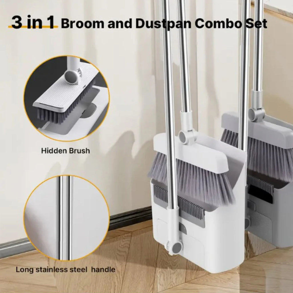 3-in-1 Broom, Dustpan and Brush Set