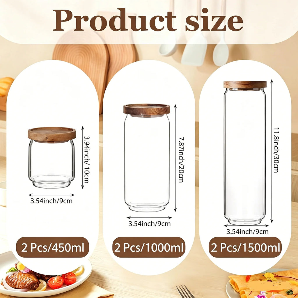 6 Piece Glass Pantry Storage Jar Set