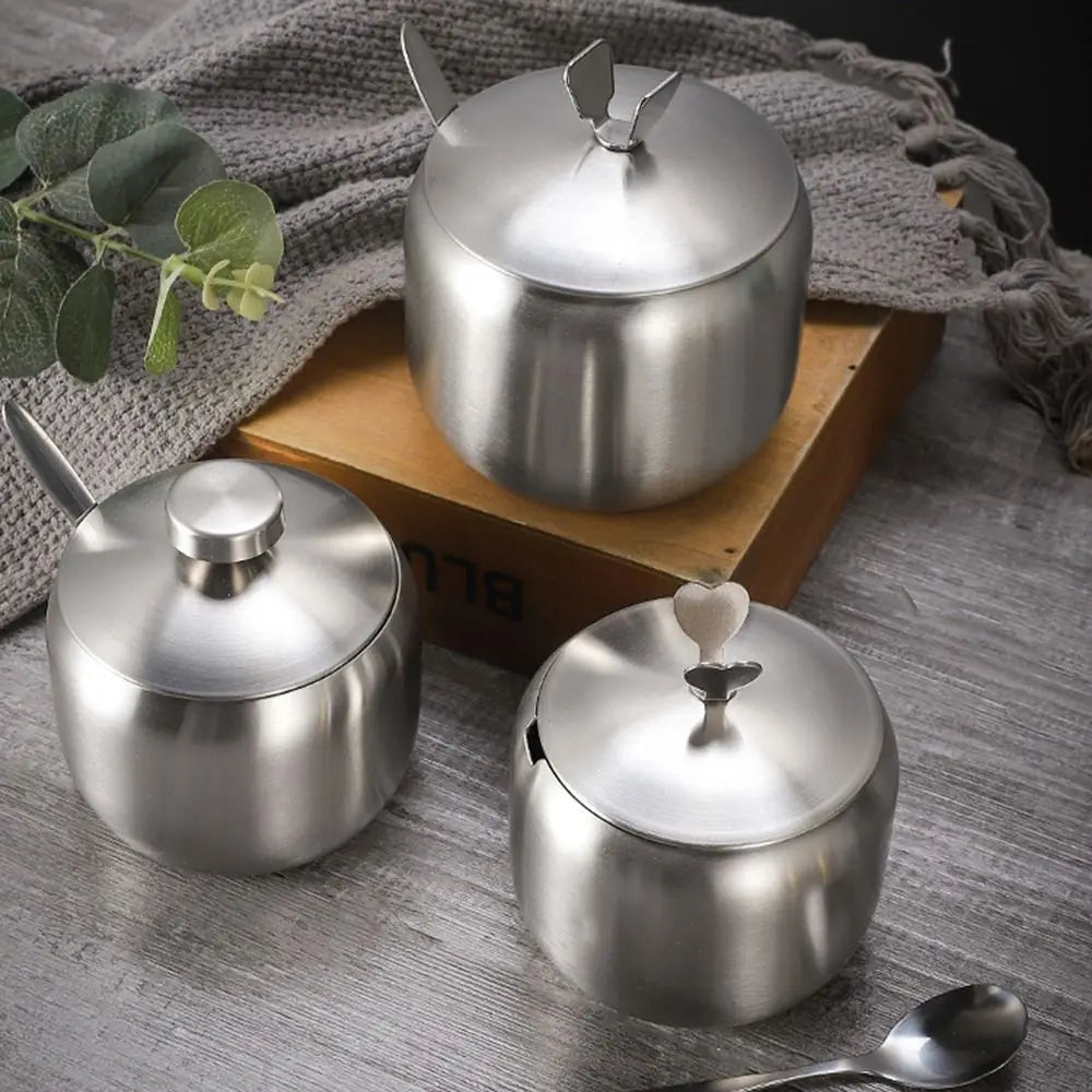 Gold Stainless Steel Sugar Bowl with Lid