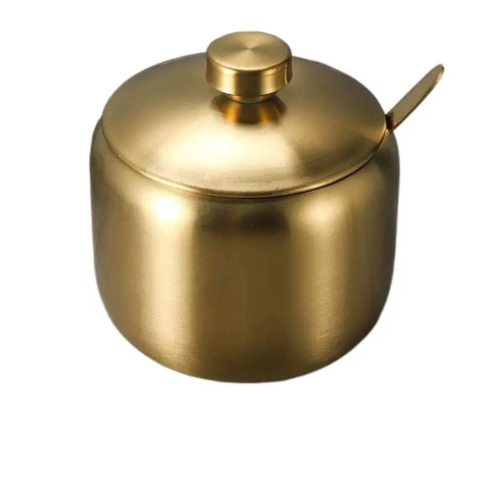 Stainless Steel Sugar Bowl with Lid and Spoon