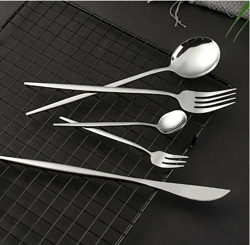 60‑Piece Stainless Steel Cutlery Set with Wood Handles