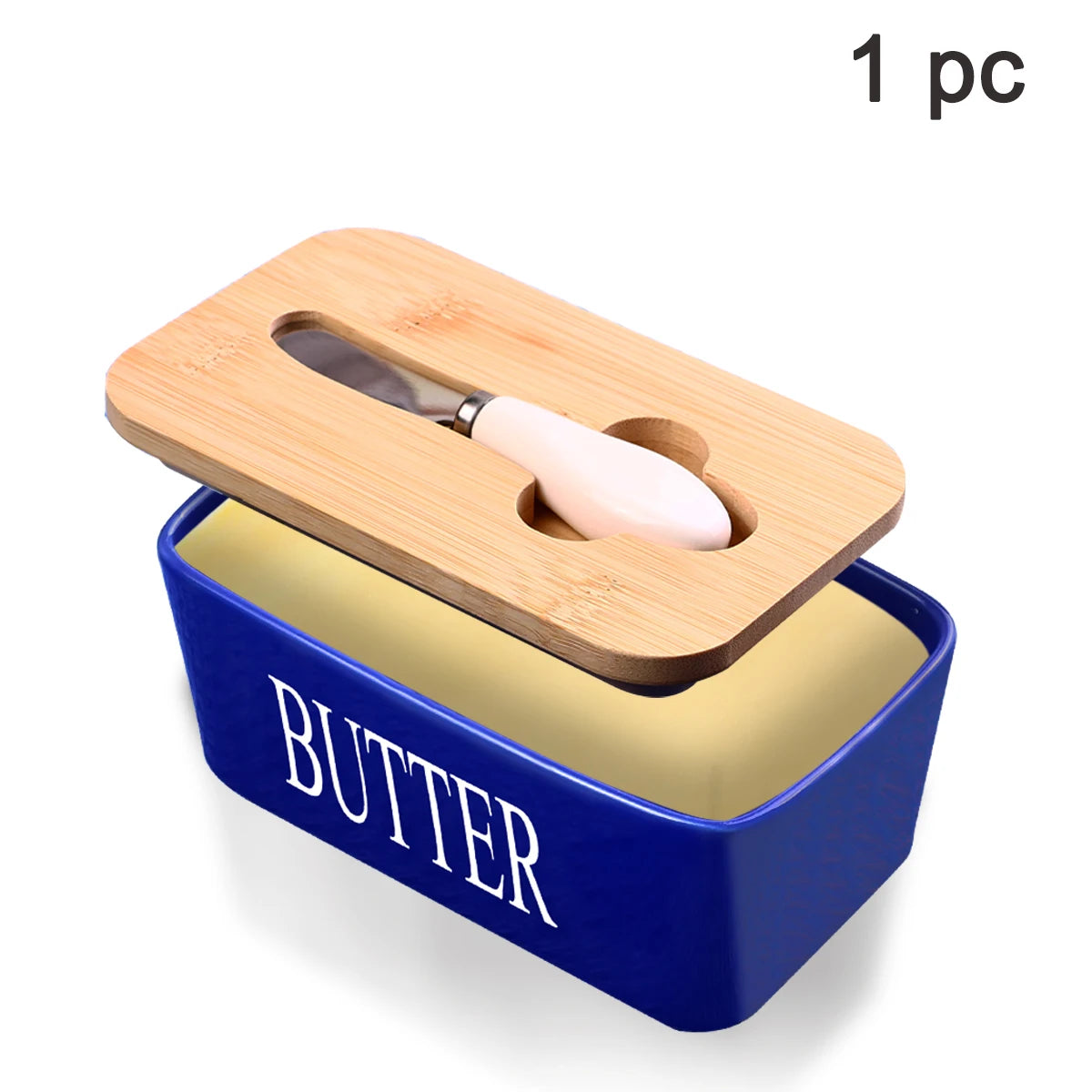 Ceramic Butter Dish with Bamboo Lid