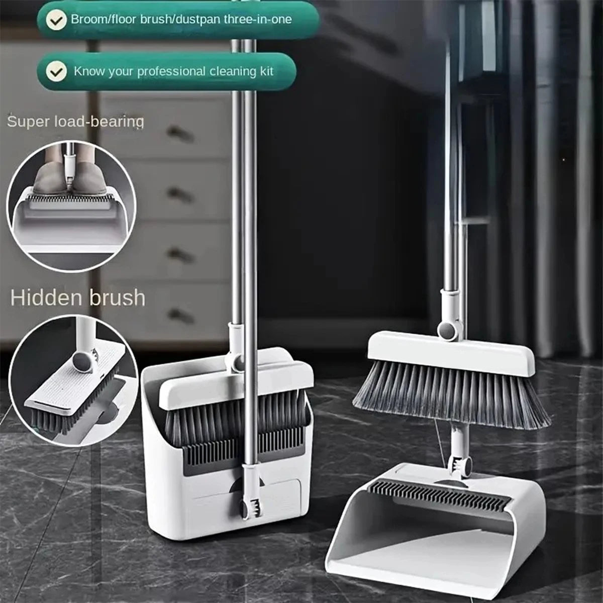 3-in-1 Broom, Dustpan and Brush Set