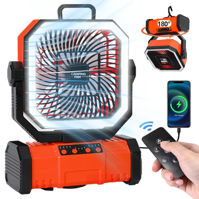 20000mAh Camping Ceiling Fan with Light