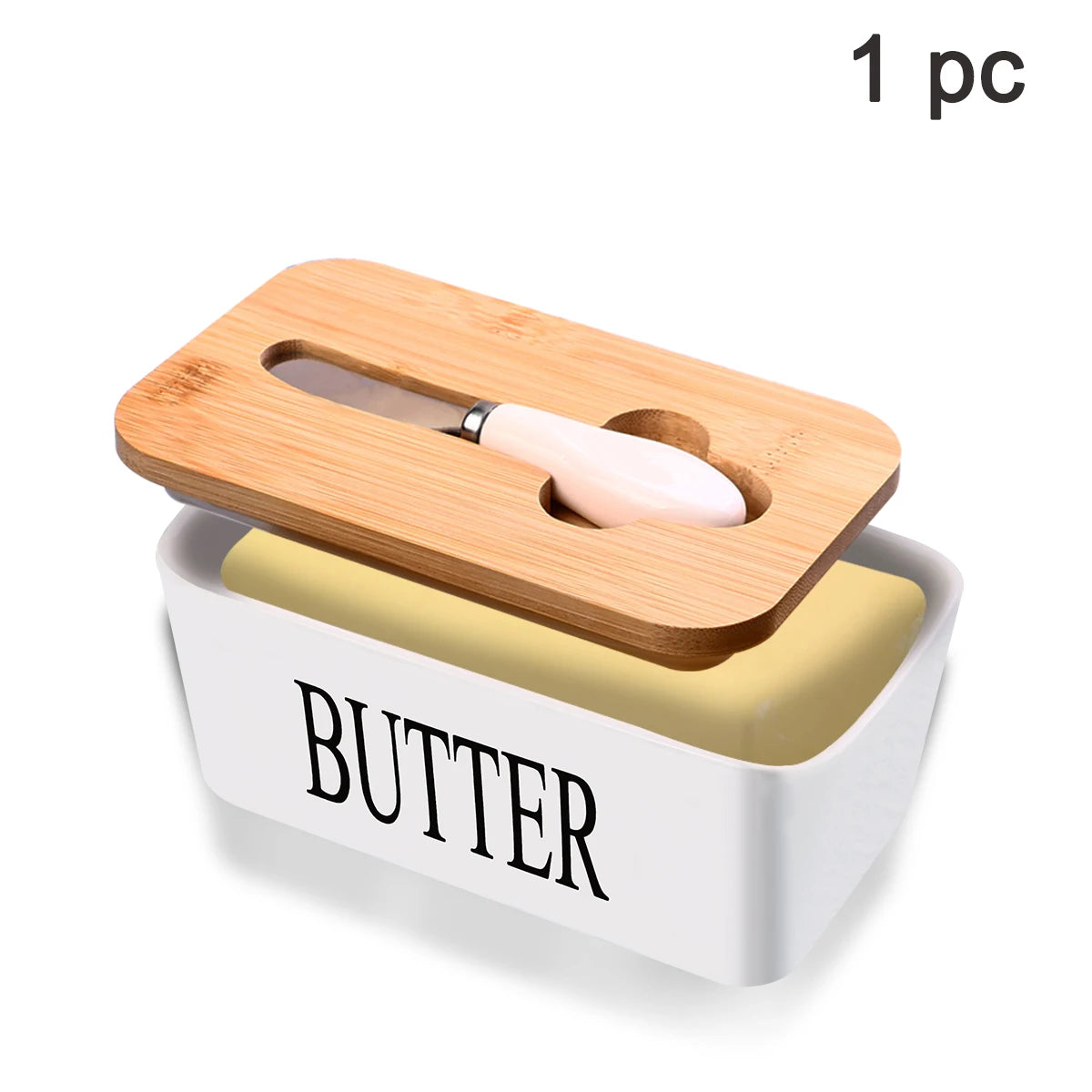 Ceramic Butter Dish with Bamboo Lid